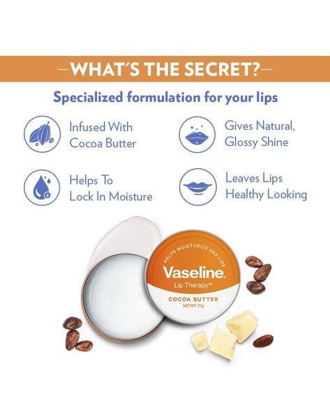 3 Pack Vaseline Lip Therapy Cocoa Butter Moisturizer Dry Lips