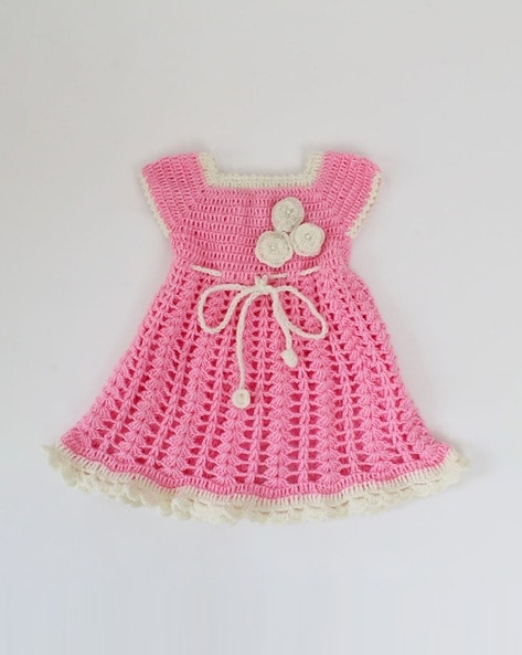 Plain Acrylic Wool Baby Hand Knitted Full Sleeve Crochet Frock, Size: Free  Size at Rs 1199 in Sonipat