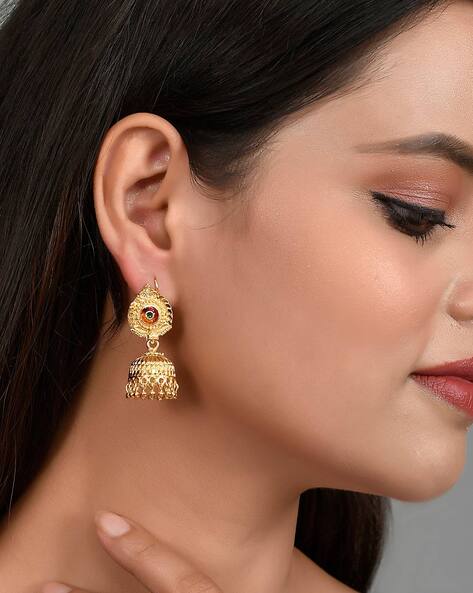 Kempu Stones Traditional Design Earrings - Temple Earrings - Dance Jewellery  Buy Online