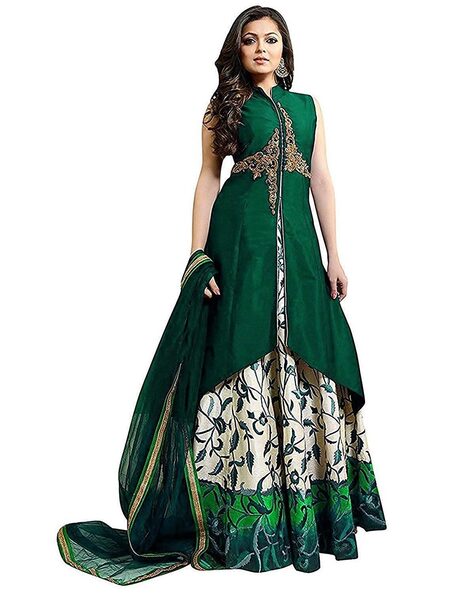 Double layered outlet churidar kameez