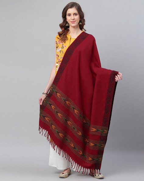 Woven Print Shawl with Tassels Price in India