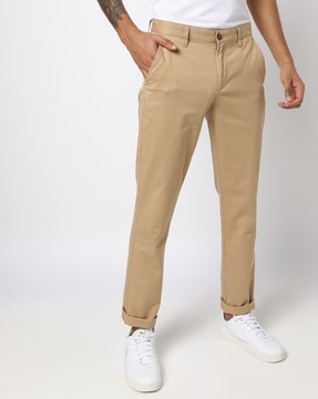 Plain Cotton Mens Casual Pants Slim Fit