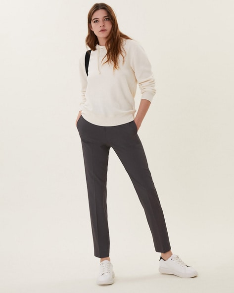 Buy Black & White Trousers & Pants for Women by Marks & Spencer Online