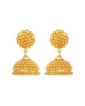 joyalukkas Yellow Gold Floral-Design Jhumka Earrings-picture-17