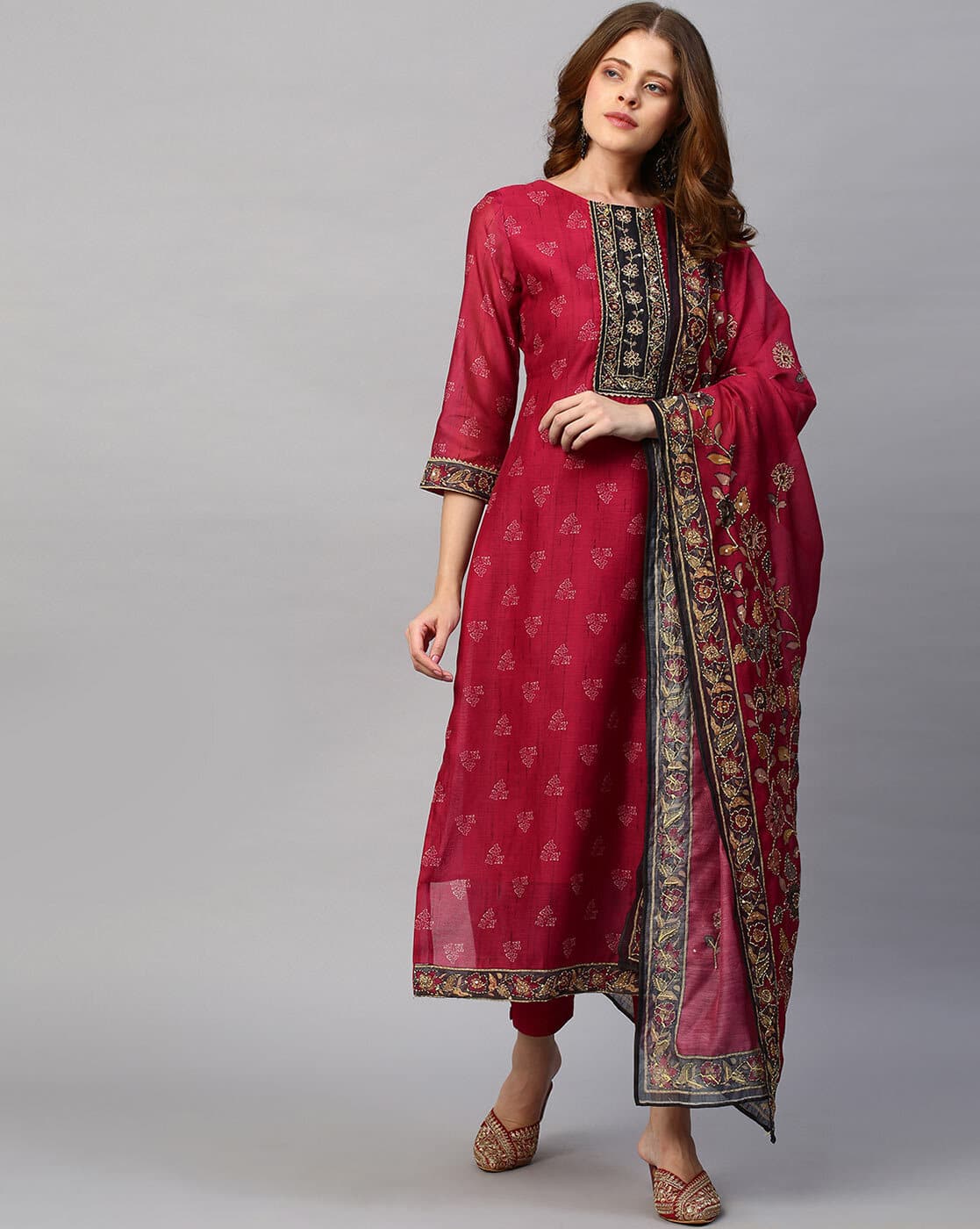 Buy Cherry Red Kurta Suit Sets for Women by Fashor Online | Ajio.com