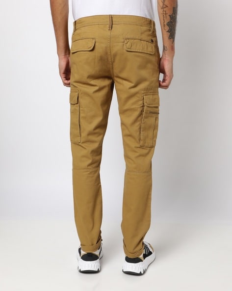 slim fit khaki cargo pants