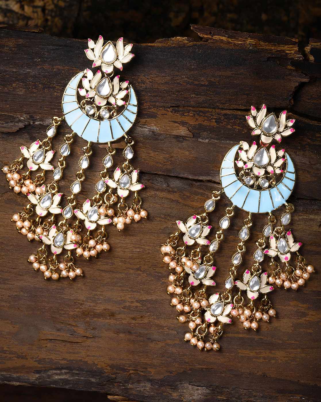 20k Gold antique tribal handmade enamel earring jewelry beautiful pair earring  india rajasthan  TRIBAL ORNAMENTS