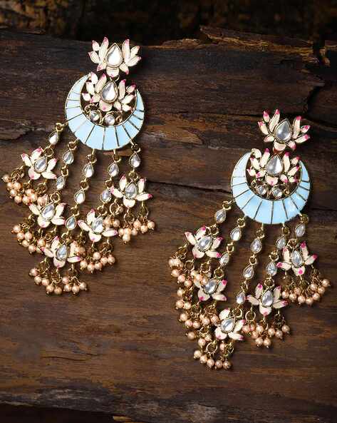 Silver Earrings for Women Stylish Fashion Jewellery Traditional Pink Beads Dangler  Artificial Designs Jhumka Earring Designs for Women