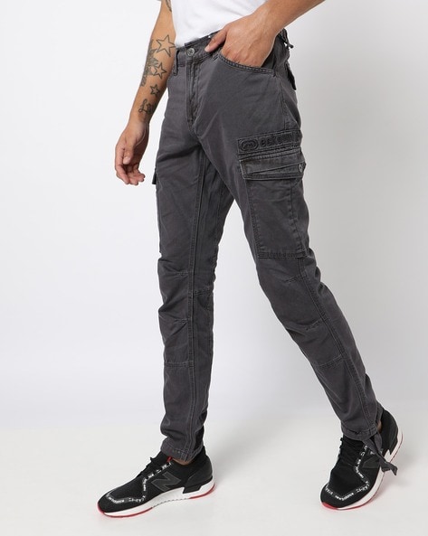 BoohooMAN Relaxed Fit Colour Block Tonal Branded Cargo Trouser in Blue for  Men | Lyst UK