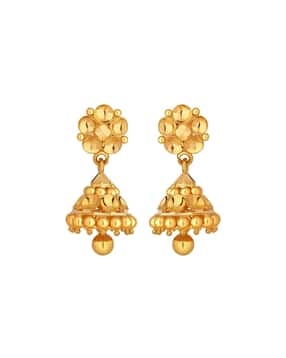 joyalukkas Floral-Design Yellow Gold Jhumka Earrings-picture-52