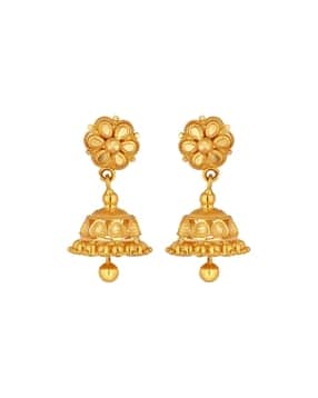 joyalukkas Floral-Design Yellow Gold Jhumka Earrings-picture-21