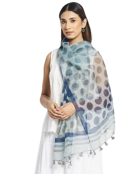 Geometric Print Stole with Tassels Price in India