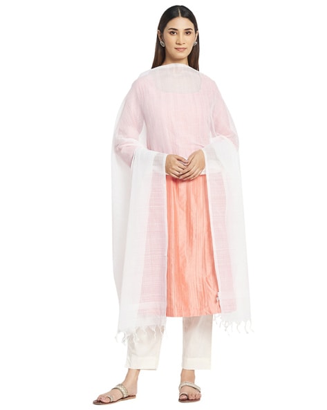Cotton Woven Dupatta with Tassels Price in India