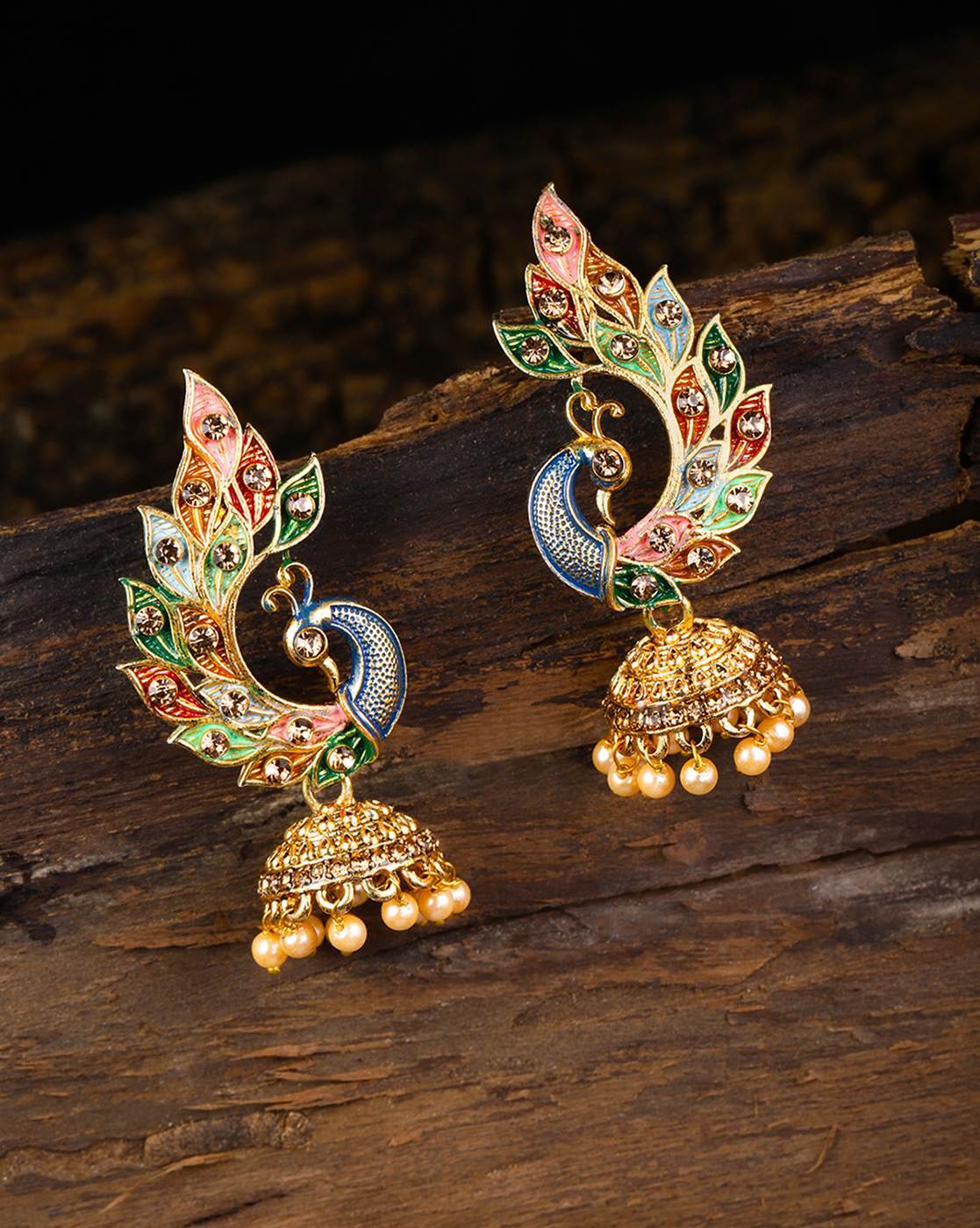 Peacock Studs Gold | Bangles jewelry designs, Gold jewellery design, Gold  chain design