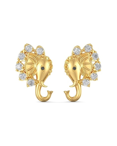 White Crystal Gold Tone Elephant Earrings - OPC1225 | JTV.com