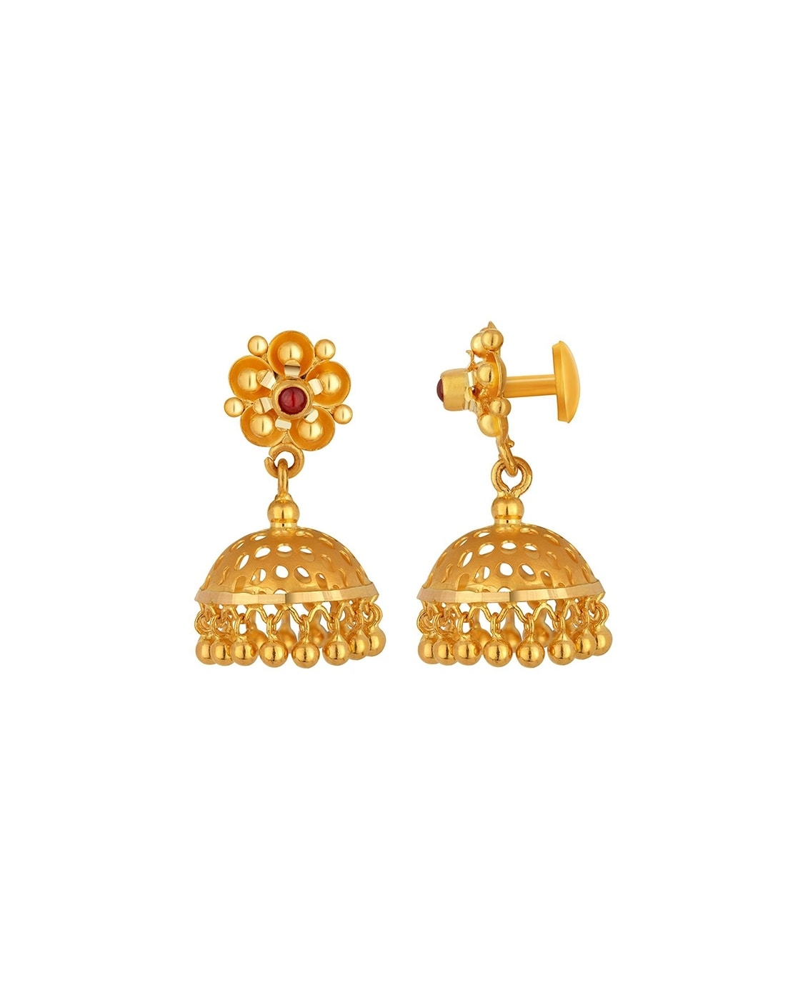 Buy Ruby and 18K Gold Jhumka Earrings for Women Online in India