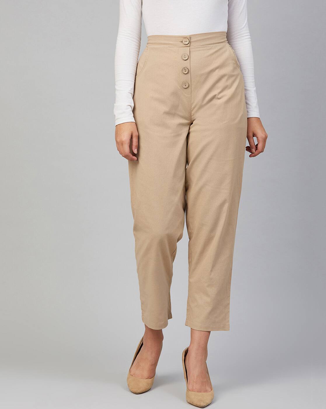 Buy Beige Trousers \u0026 Pants for Women by 