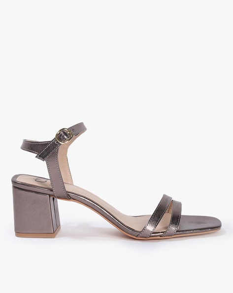 Pewter block heel outlet sandals