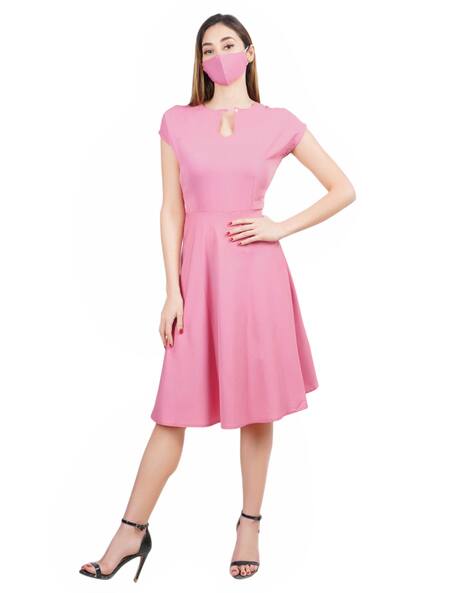 pink skater dress with cap sleeves Eliza J Cap Sleeve Crepe Fit Flare Dress, $158 | Nordstrom