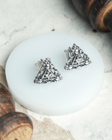 Sierpinski triangle earrings in silver - Delftia science jewelry