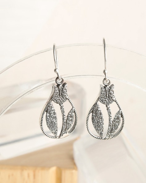 Silver Drop Earrings with a Solid Cube – Super Silver