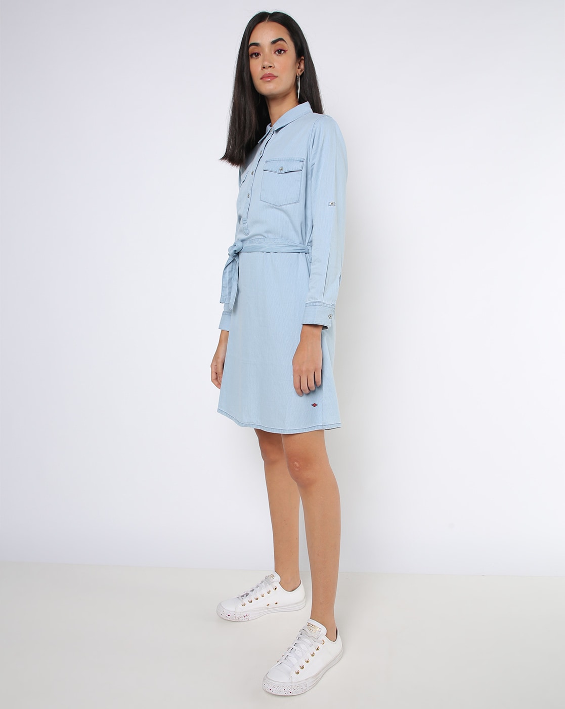 Lee MINI DRESS - Denim dress - frosted blue/light-blue denim - Zalando.co.uk