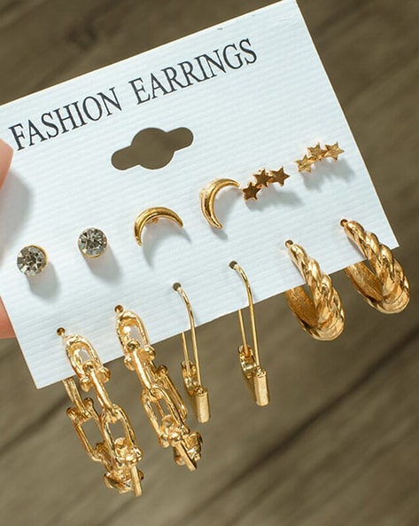 Mohika Mirror Jhumka Earrings with Sahara & Tika Set - Golden – The  Shopping Tree