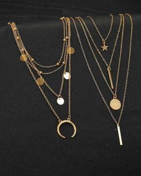 set of 2 gold-plated layered necklaces
