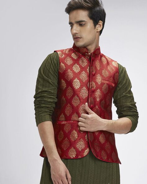 Shatranj Nehru Jacket with Welt Pockets