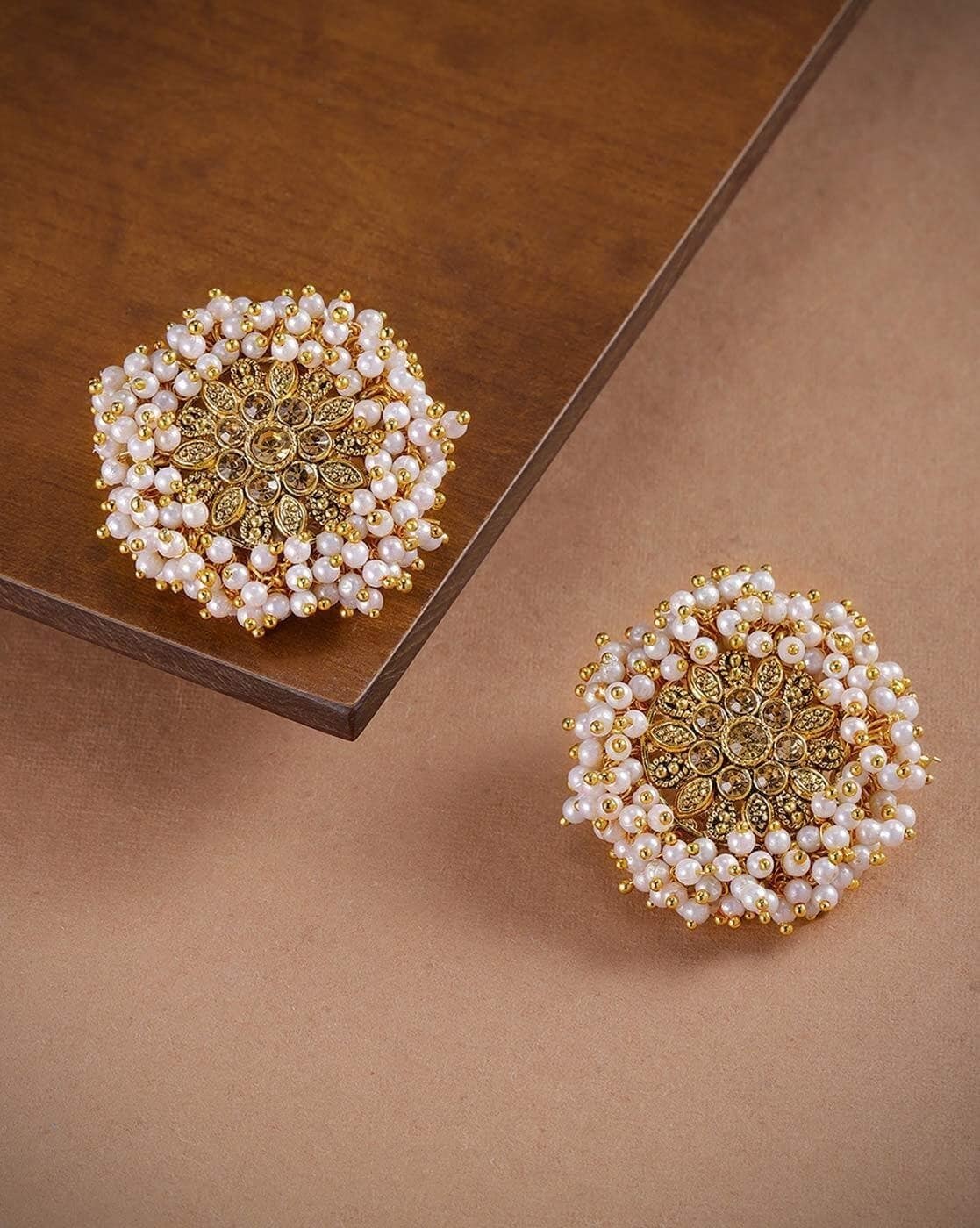 Zaveri Pearls Set Of 25 Gold Tone Smart Casual Wear Studs & Hoop Earrings  For Women-ZPFK14053 | gintaa.com