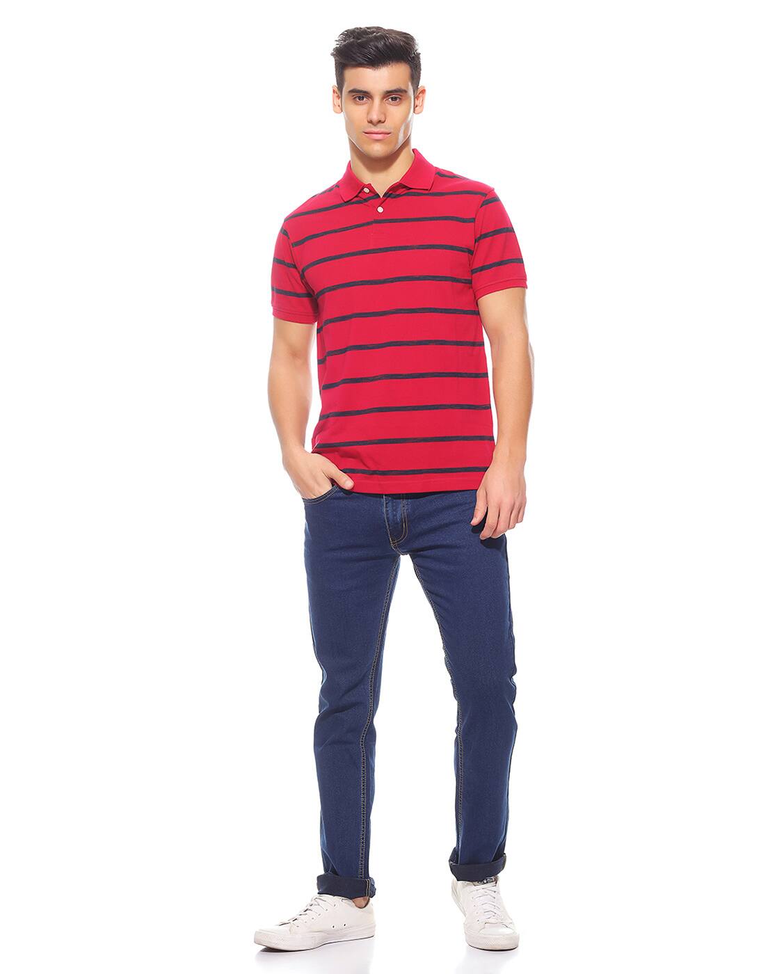 Striped Slim Fit Polo T-shirt