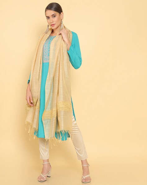 Solid Dupatta with Tassel Price in India