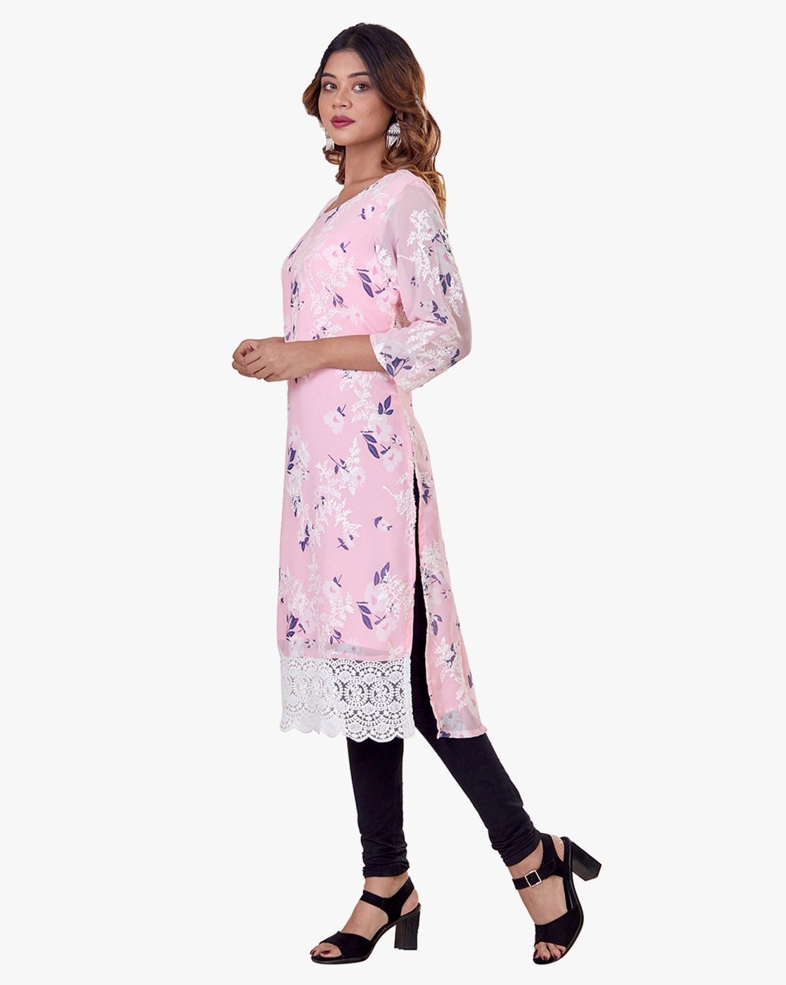 MORPANKH RAYON PRINT EMBROIDERY NACK AND KHATLI MIRROR HANDWORK KURTI WITH  PANT AND CHINON DUPATTA BY RANGOON BRAND WHOLESALER AND DEALER