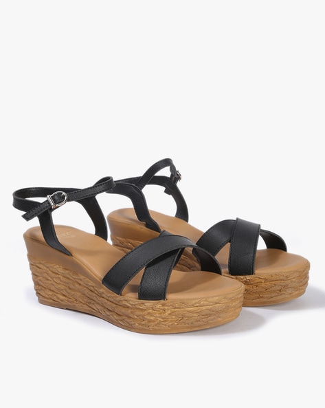 Black sales womens wedges