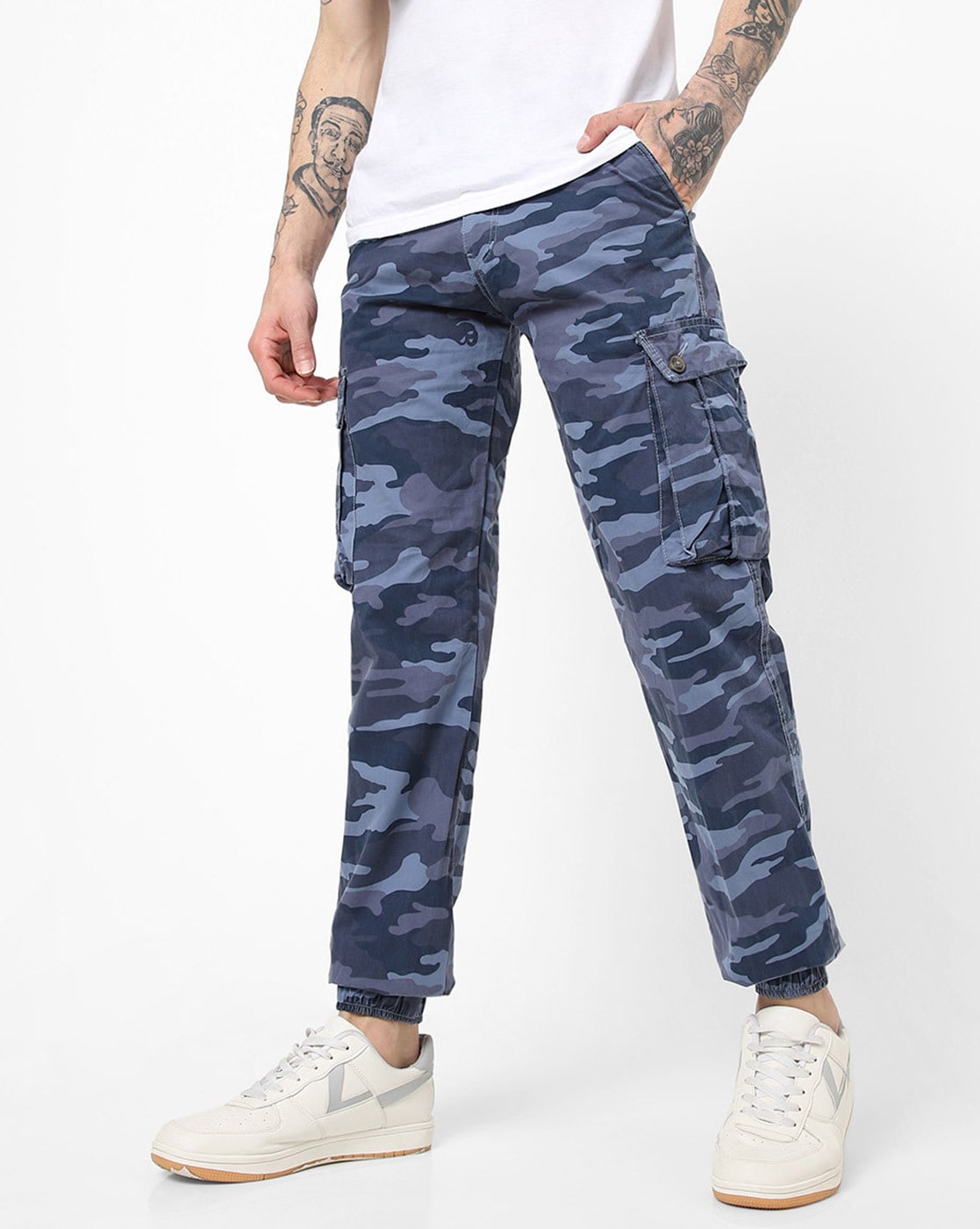 Buy DTD Womens Multi Pockets Cargo Trousers Camo Print Pants Blue L at  Amazonin