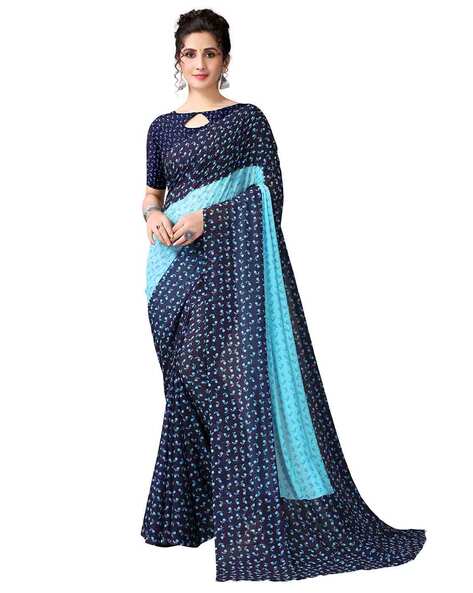 Buy Sky Blue Sarees for Women by FOURLEAF Online