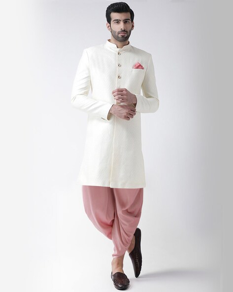 Powder pink raw silk men sherwani for groom wear - G3-MSH7123 |  G3fashion.com