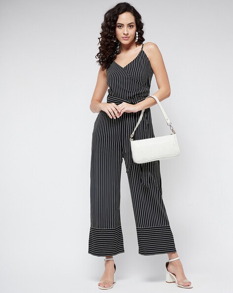 Black and white striped best sale jumpsuit womens