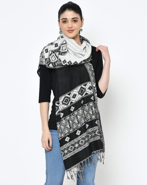 Geometric Print Stole with Tassels Price in India