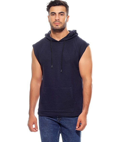 Navy blue 2024 sleeveless hoodie