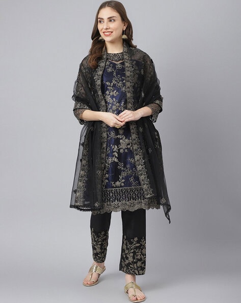 Embellished Unstitched Dress Material Price in India