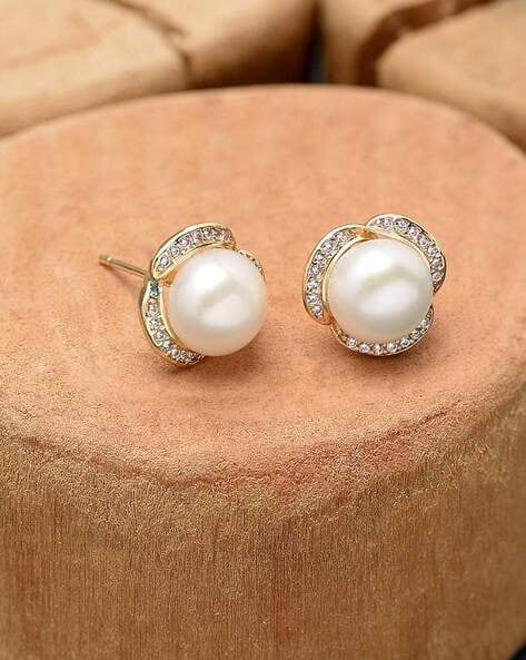 ISAAC WESTMAN®| 14K WHITE GOLD FRESHWATER PEARL AND DIAMOND EARRINGS