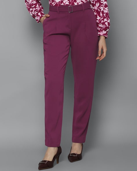 Buy Women Black Slim Fit Check Business Casual Trousers Online - 514310 | Allen  Solly