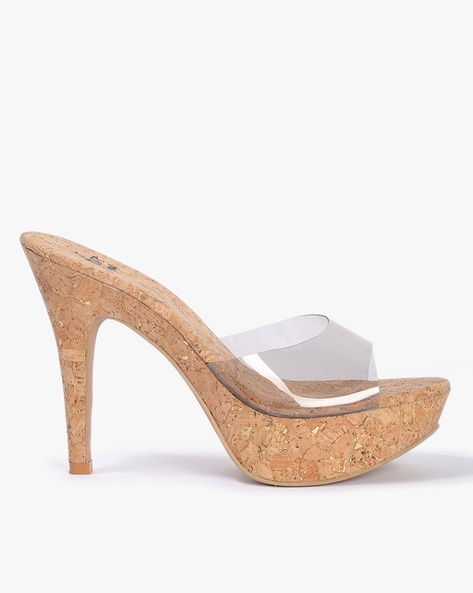 Clear strap best sale platform chunky heels