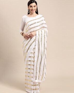 Buy White Sarees for Women by VAIRAGEE Online