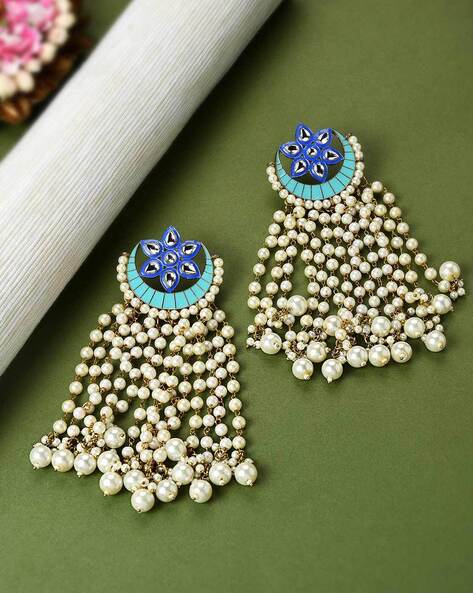 Flipkart.com - Buy Kaeya Classic Bridal Peacock Design Meenakari Jhumka  Earrings Gold Pearl Alloy Jhumki Earring Online at Best Prices in India