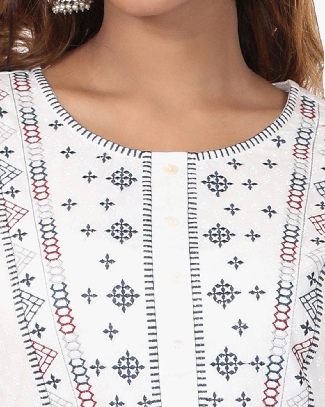 Straight Kurta with Embroidered Yoke