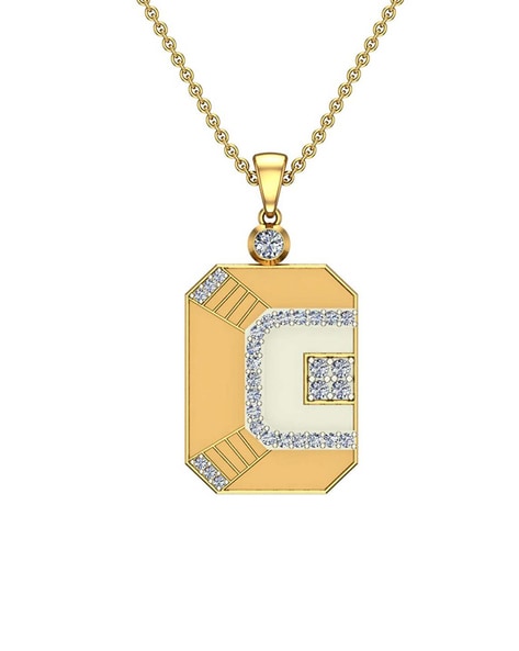 Initial Pendant N Letter Charms Diamond Necklace 14K Gold-G,I1 18 Chain / White Gold