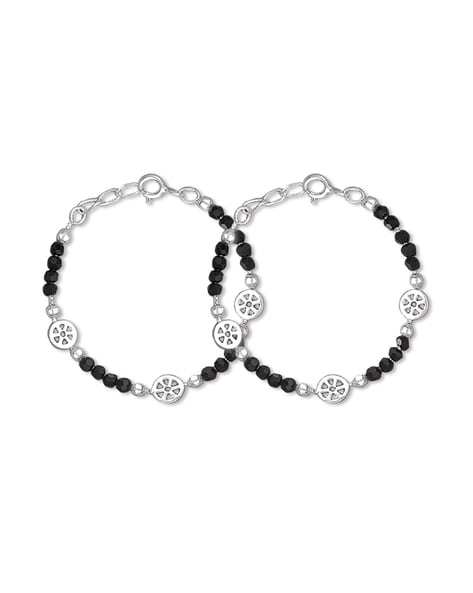DHRUVS COLLECTION 925 Pure Silver Evil Eye Nazariya Bracelet with Black  Crystals for Girls & Women : Amazon.in: Fashion