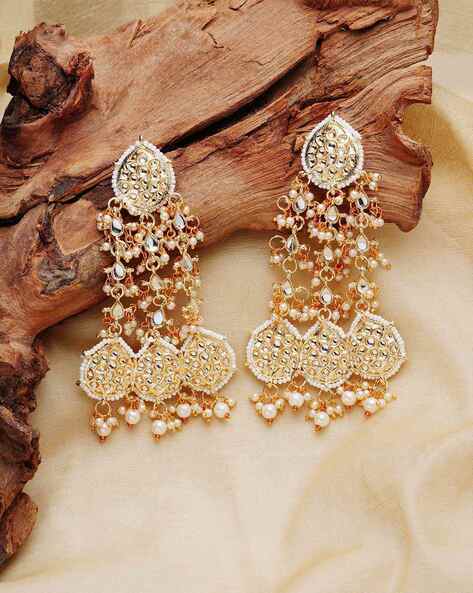 Buy Crunchy Fashion Jhumka for women- Traditional Meenakari Pearl Drop Gold  Plated Long Heavy Earring Set Jhumki Latest Collection for Woman Girls  Bridal Wedding at Amazon.in